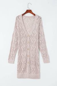 Long Sleeve Button Up Loose Knit Cardigan