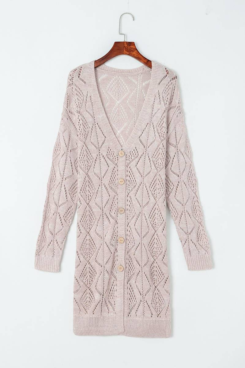 Long Sleeve Button Up Loose Knit Cardigan